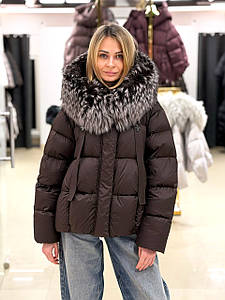 Пуховик жіночий Chanevia 25606 SEAL BROWN