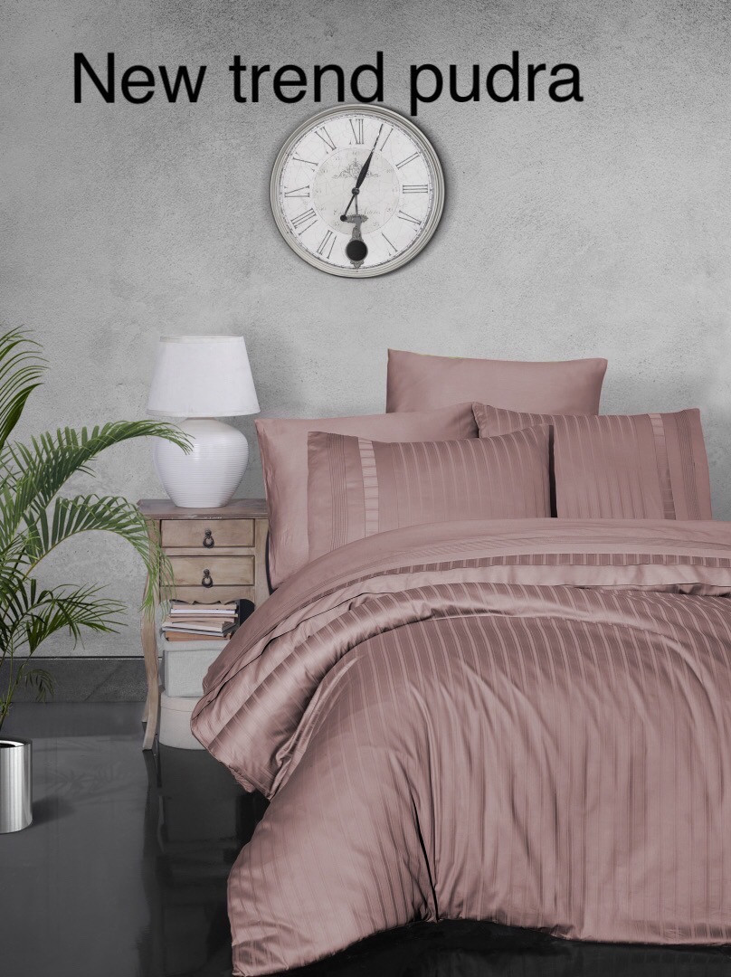 Постільна білизна First Choice сатин Delux євро розмір New trend pudra, фото 1