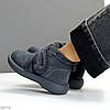 Зручні теплі замшеві зимові сірі черевики на липучці, фото 9