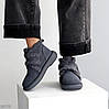 Зручні теплі замшеві зимові сірі черевики на липучці, фото 7