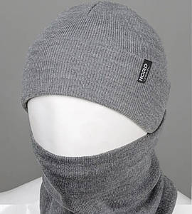 В'язаний комплект Шапка + Баф Nord, Т. Сірий