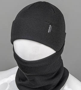 В'язаний комплект Шапка + Баф Nord, Чорний