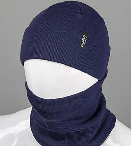 В'язаний комплект Шапка + Баф Nord, Т.Синій