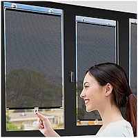Солнцезащитная рулонная штора на окно черная для защиты от солнца в помещении с цепочным механизмом