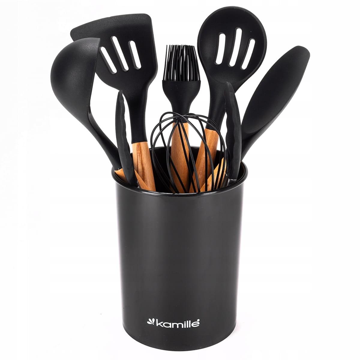 Набір силіконового кухонного приладдя Kamille 8 предметів чорний