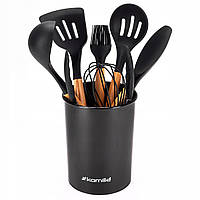 Набір силіконового кухонного приладдя Kamille 8 предметів чорний