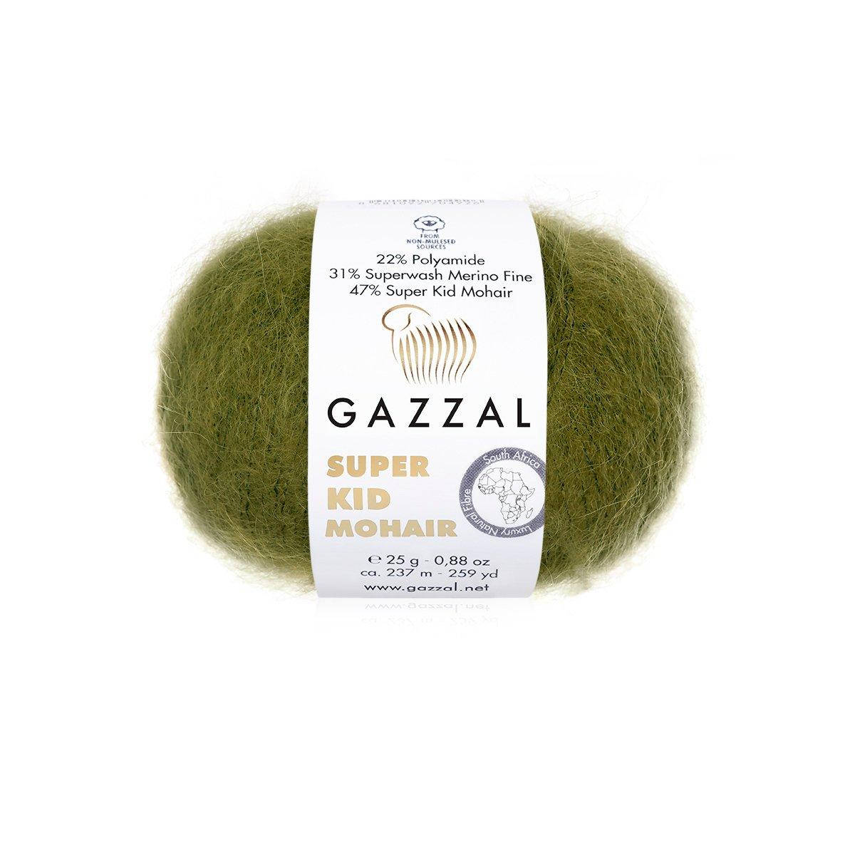 

Gazzal Super Kid Mohair (Газал Супер Кид Мохер) № 64402 зеленый (Пряжа мохер, нитки для вязания), Зелёный