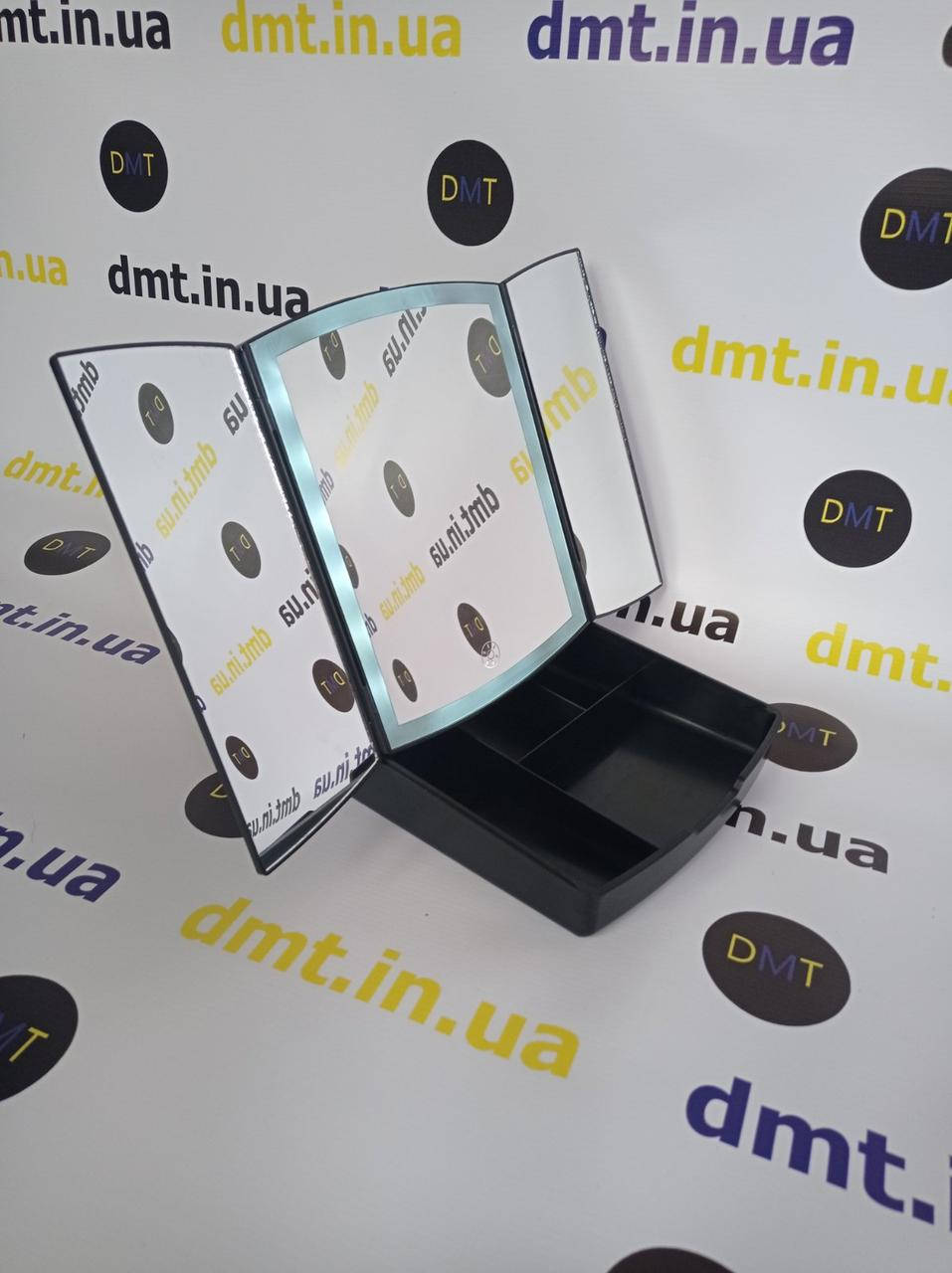 

Зеркало для макияжа My Foldaway Lighted Makeup Mirror ! Новинка зеркало-органайзер зеркало с подсветкой Черное, Белый