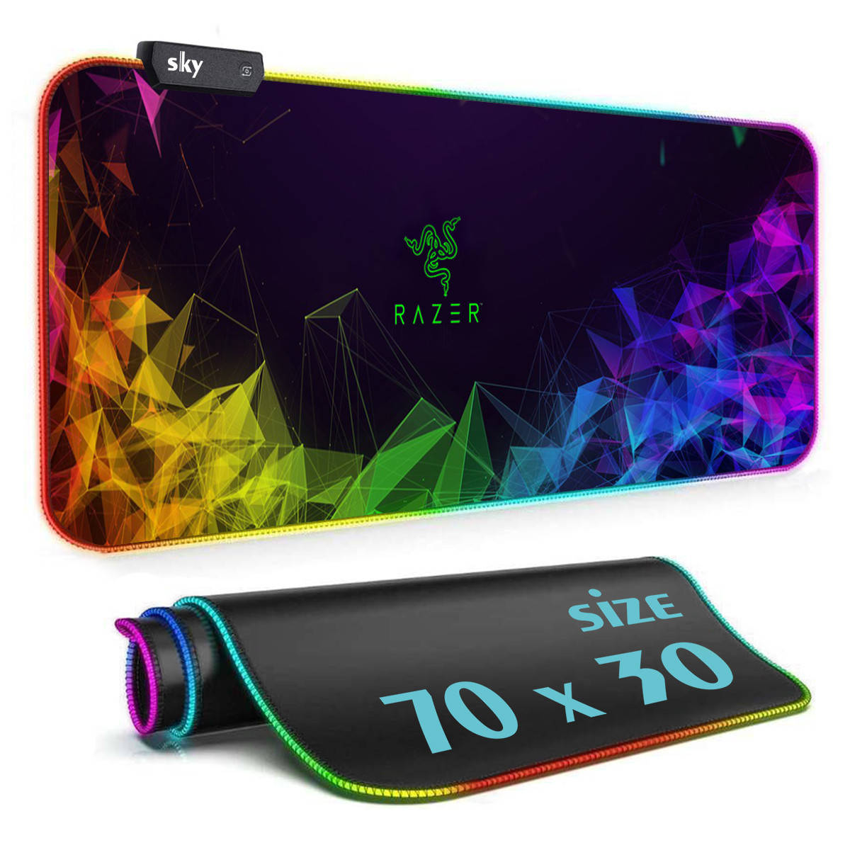 

Геймерский коврик для мышки SKY (GMS-WT 7030/122) RAZER / RGB подсветка / 70x30 см