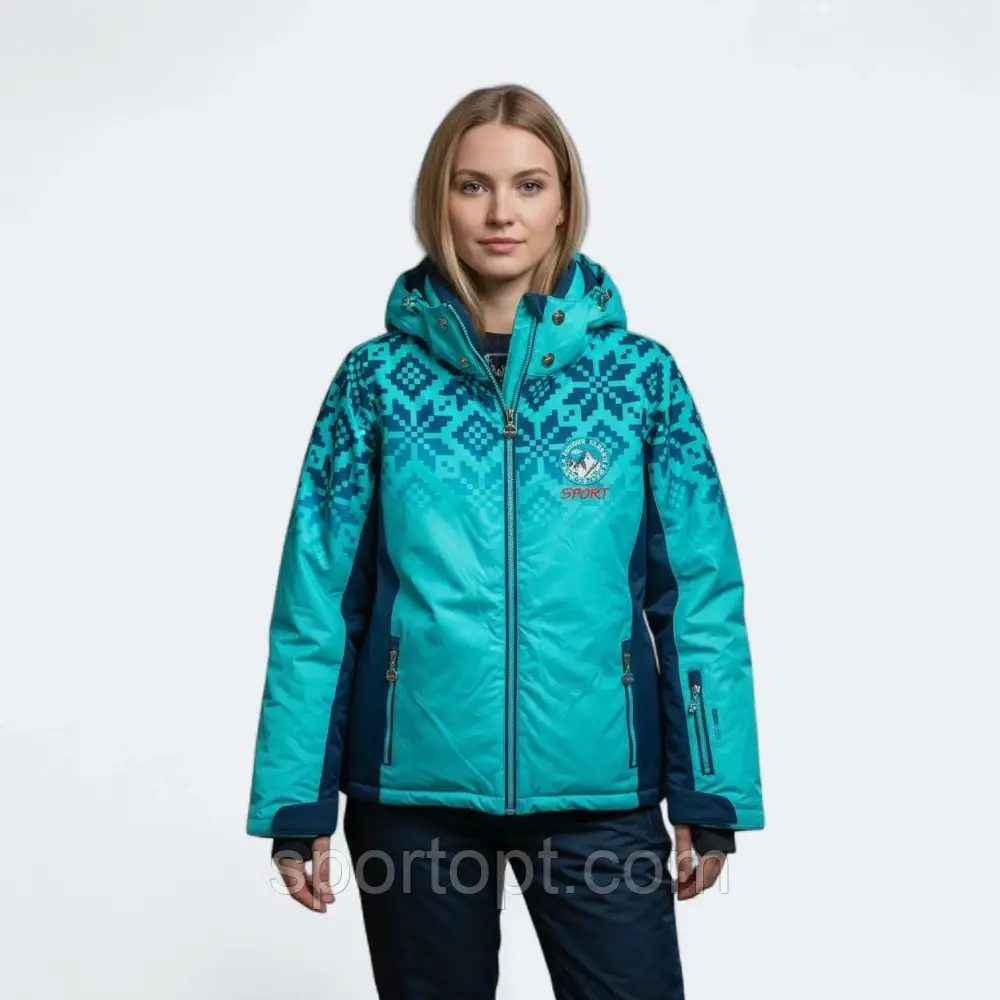 Жіноча гірськолижна куртка 58922 бірюзова, фото 1