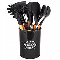 Набір силіконового кухонного приладдя Kamille 12 предметів чорний