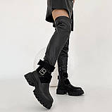 Жіночі зимові ботфорти, стильні чорні ботфорти, Чорні зимові ботфорти, фото 3