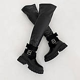 Жіночі зимові ботфорти, стильні чорні ботфорти, Чорні зимові ботфорти, фото 9