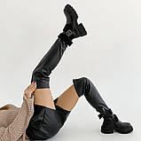 Жіночі зимові ботфорти, стильні чорні ботфорти, Чорні зимові ботфорти, фото 8