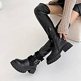 Жіночі зимові ботфорти, стильні чорні ботфорти, Чорні зимові ботфорти, фото 6