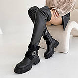 Жіночі зимові ботфорти, стильні чорні ботфорти, Чорні зимові ботфорти, фото 4