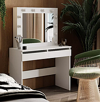 Косметичний столик з дзеркалом і підсвіткою Malta 94×140/75×43 см Білий діамант