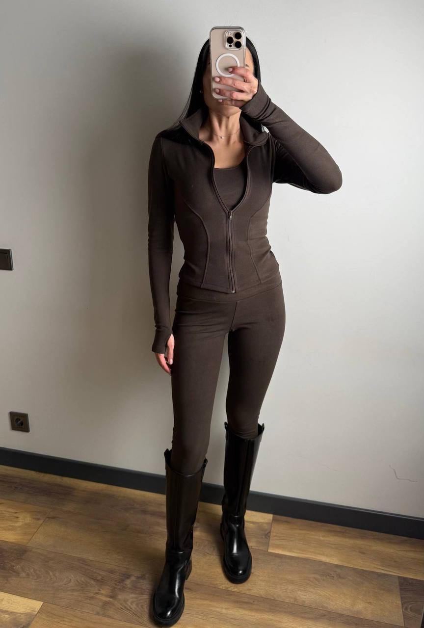 Комплект термо трійка топ, лонгслів та легінси 3346, фото 1