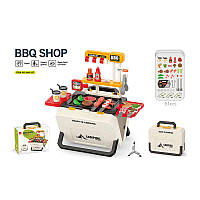 Іграшковий гриль в розкладній валізі, муляжі продуктів, іграшкові гроші, наліпки, 668-157