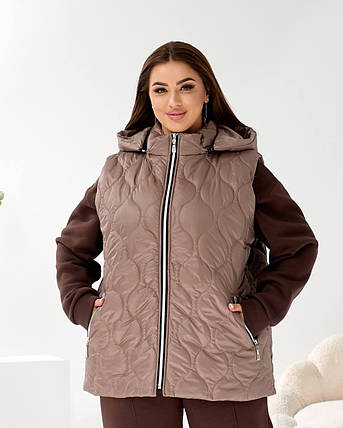 Жіноча жилетка бежева великого розміру батал Розміри: 50-52, 54-56, 58-60, фото 1