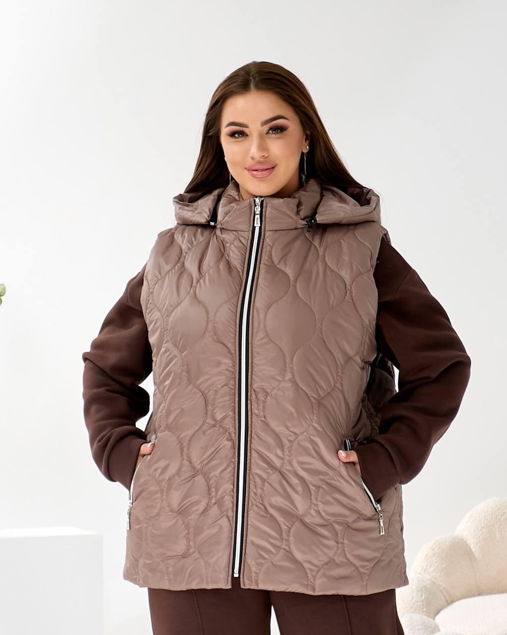 Жіноча жилетка бежева великого розміру батал Розміри: 50-52, 54-56, 58-60