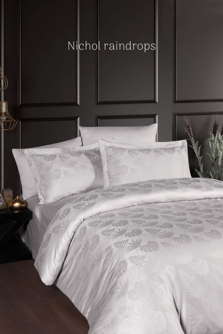 Постільна білизна First Choice сатин жакард сімейний розмір Nichol raindrops, фото 1