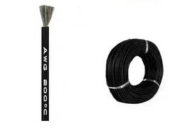 Силіконовий кабель 8AWG 8.36 мм² 40A мідний луджений термостійкий провід у силіконовій ізоляції багатожильний чорний 1м