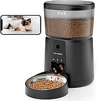 Б/У PUPPY KITTY Автоматичний дозатор корму для кішок з камерою 1080p, 2.4G Wi-Fi з застосунком, відео, аудіо, нічне бачення