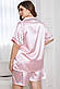 Атласна піжама жіноча із шортами Рожева зі смужками JULY'S SONG, фото 2