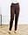 Класичні теплі жіночі брюки шоколадного кольору, фото 3