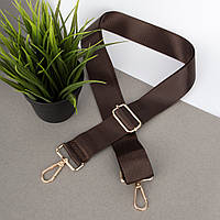 Ремінь для сумки текстильний 38 мм 1133 gold з карабінами коричневий