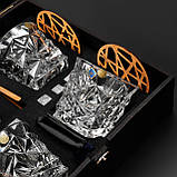 Подарунковий набір для віскі з камінням у дерев'яній коробці 4 кришталеві склянки BOHEMIA 350 мл, фото 5