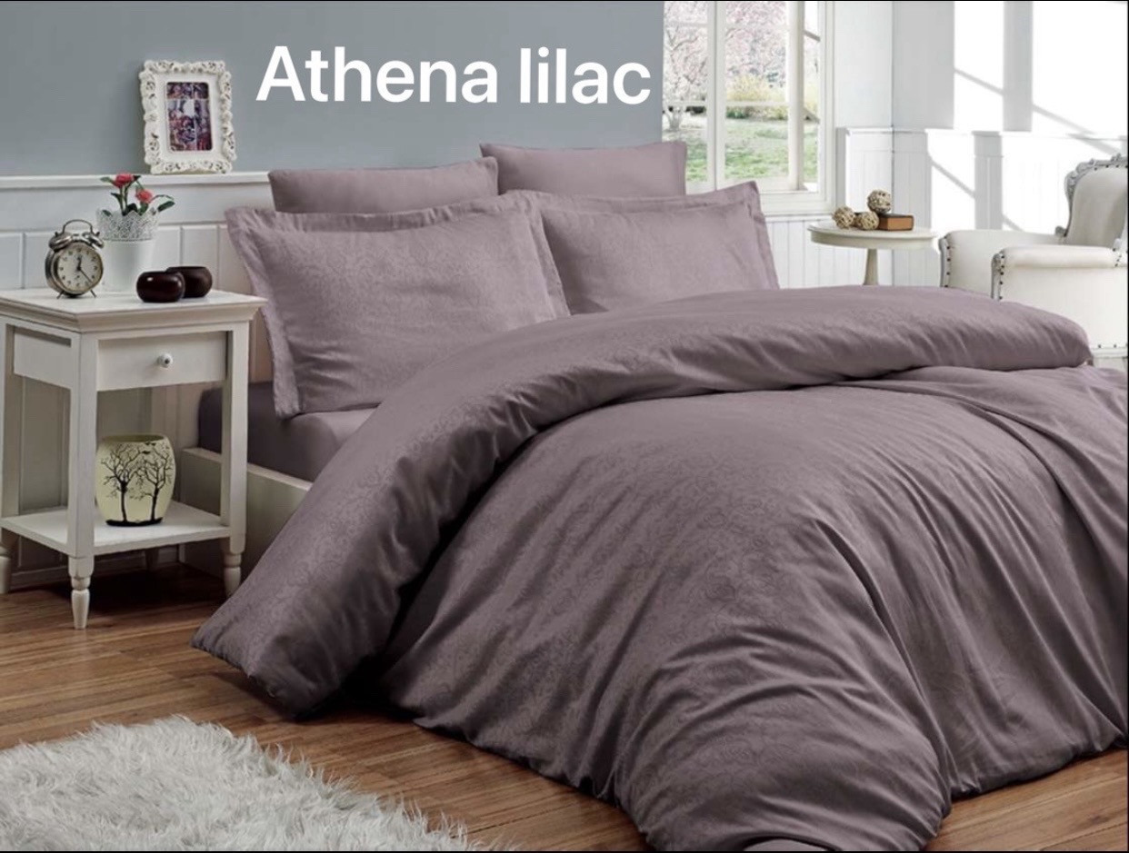 Постільна білизна First Choice сатин жакард сімейний розмір Athena lilac, фото 1