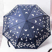 Парасолька напівавтомат з принтом міцна з поліестеру діаметр 97 см Синій HP-23-2BL