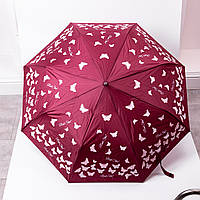 Парасолька напівавтомат з принтом міцна з поліестеру діаметр 97 см Червона HP-23-2R