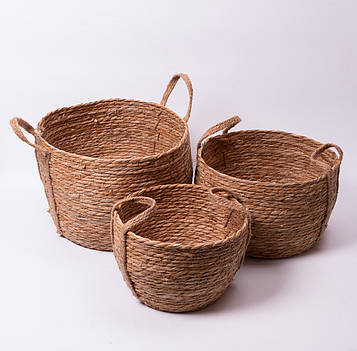 Набір кошиків для зберігання речей 3 (шт) універсальні плетені 3/6/9 літрів Коричневий HP-41-9