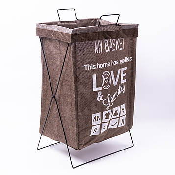 Кошик для білизни на підставці 36×32×52 (см) м'який Коричневий HP-41-11HAKI