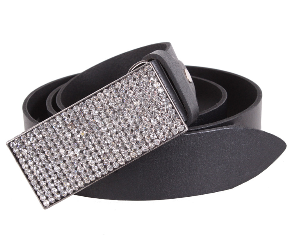 Жіночий ремінь з натуральної шкіри UKK712-18 чорний, фото 1