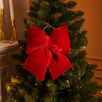 Оксамитовий бант для декору на ялинку 25×35 (см) Бордовий CR-2-4