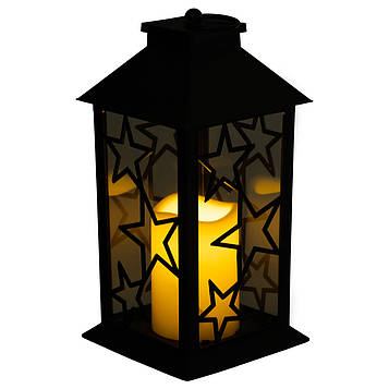 Ліхтар декоративний 14×14×30 (см) підвісний з LED підсвічуванням Чорний CR-3-2