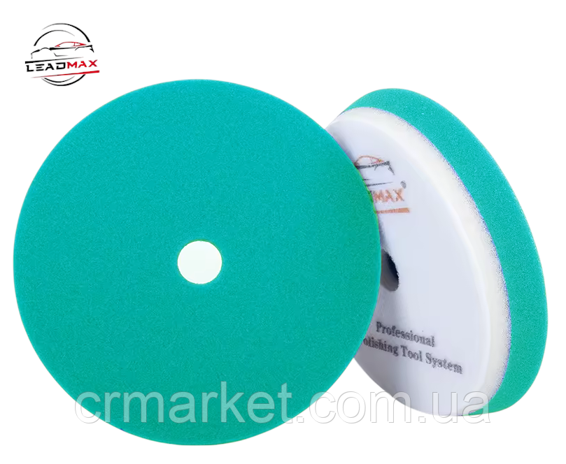 LEADMAX Полірувальний круг, ГІБРИДНИЙ d 75 мм, ЗЕЛЕНИЙ (середньо-жосткий), фото 1