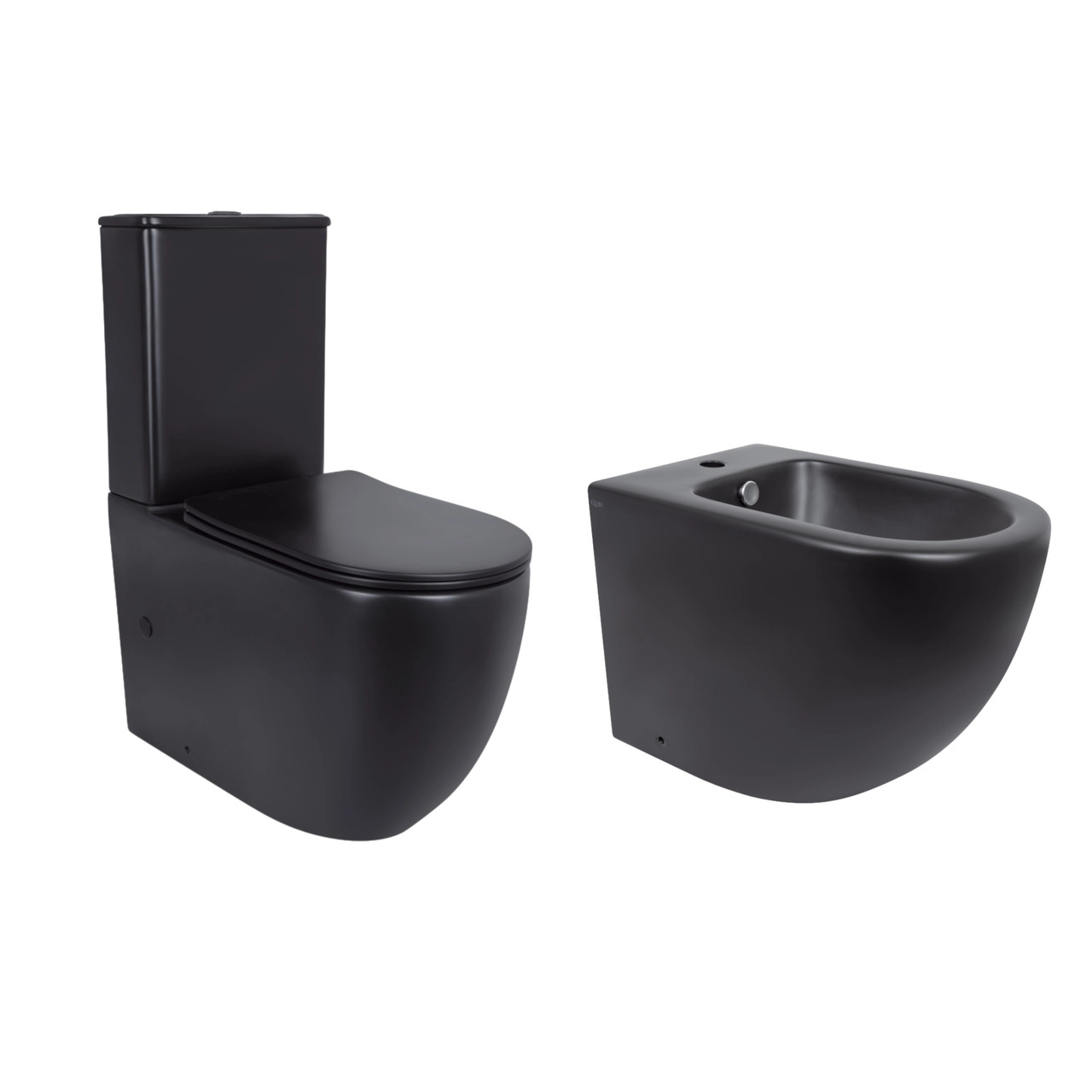 Акційний набір: Унітаз напольний Robin Ultra Quiet QT13226083AMB 660x360x855 Black + Біде напольне Robin QT13442141CMB 565x360x405