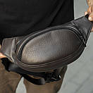 Сумка поясна (бананка) Body Brown унісекс, натуральна шкіра Флотар, коричнева, 3 відділення, фото 3