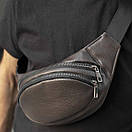 Сумка поясна (бананка) Body Brown унісекс, натуральна шкіра Флотар, коричнева, 3 відділення, фото 2