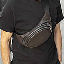 Сумка поясна (бананка) Body Brown унісекс, натуральна шкіра Флотар, коричнева, 3 відділення, фото 7