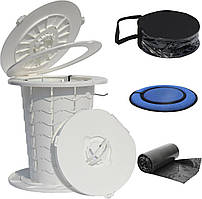 Біотуалет для дому та дачі, переносний туалет 150 кг, портативний універсальний + мішки ALEVMOOM