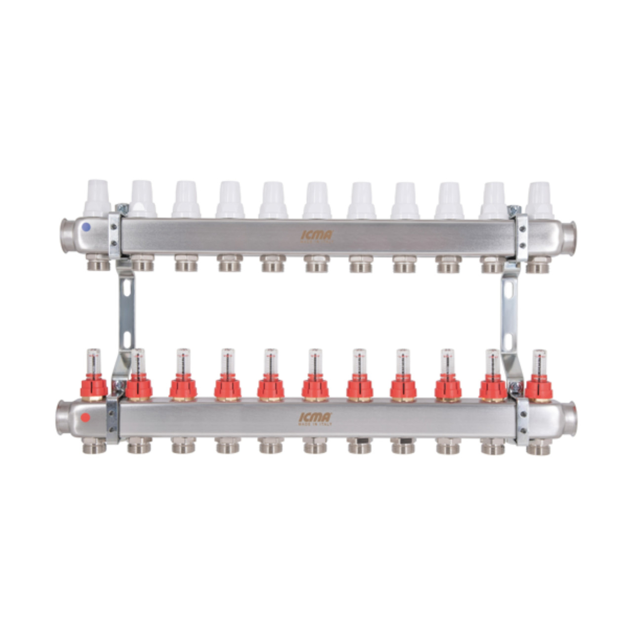Колектор Icma № К073 з витратомірами (нерж.) 1" х 3/4" на 11 виходів Krash Твій Вибір, фото 1