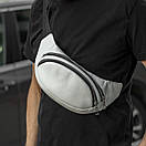 Сумка поясна (бананка) Body White унісекс, натуральна шкіра Флотар, біла, 3 відділення, фото 10