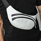 Сумка поясна (бананка) Body White унісекс, натуральна шкіра Флотар, біла, 3 відділення, фото 6