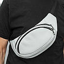 Сумка поясна (бананка) Body White унісекс, натуральна шкіра Флотар, біла, 3 відділення, фото 7